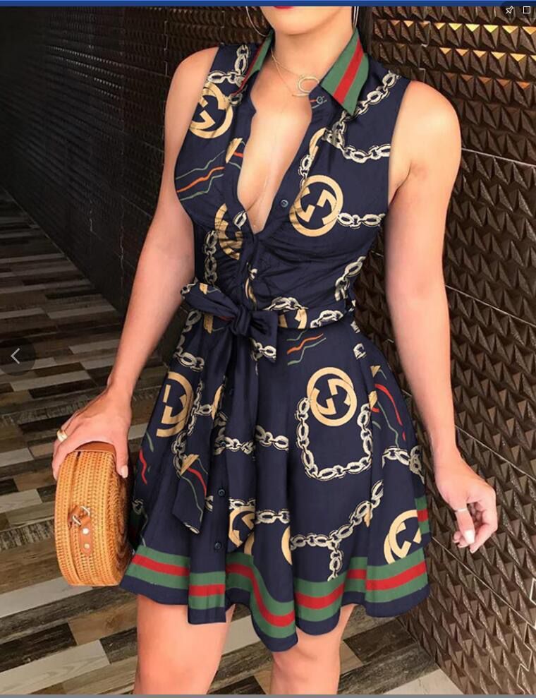 Sexy Sleeveless Dress with Collar and Waist Tie ZC3208